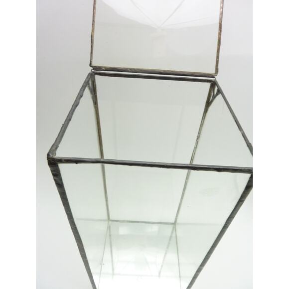 Vintage Glass Display Box with Top Hinge Lid Mirror Bottom - Picture 5 of 7